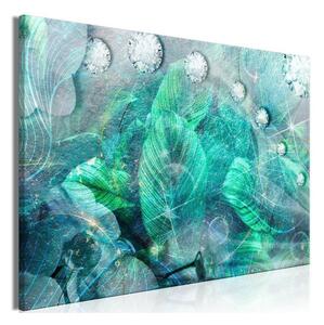 Quadro - Turquoise Leaves (1 Part) Wide