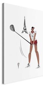 Quadro - Female Golfer With the Eiffel Tower in the Background - Illustration