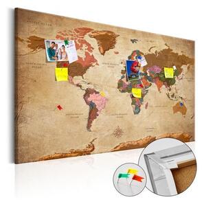 Quadro di sughero - World Map: Brown Elegance