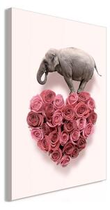 Quadro - Elephant Lover (1-part) - Elephant Amid Pink Flowers