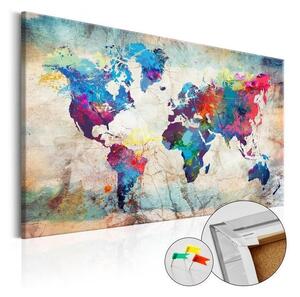 Quadro di sughero - World Map: Colourful Madness