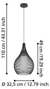 Eglo 900828 - Lampadario a sospensione con filo RAZONI 1xE27/40W/230V nero