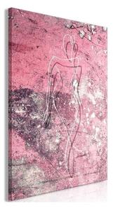 Quadro - Figure on Pink Background (1-part) - Female Silhouette in Marble