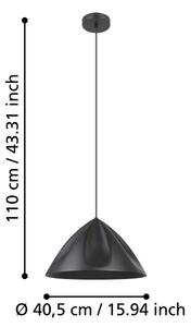 Eglo 900835 - Lampadario a sospensione con filo PODERE 1xE27/40W/230V nero