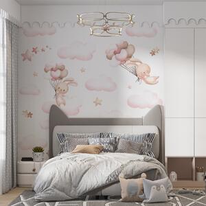 Carta da parati Coniglio carino e palloncini, Carta da parati per Bambini, Carta da parati Mongolfiere, u95399d1 : Uwalls.it