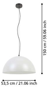 Eglo 900697 - Lampadario a sospensione con filo GAETANO 1xE27/40W/230V grigio