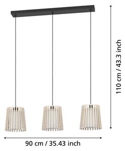 Eglo 900903 - Lampadario a sospensione con filo FATTORIA 3xE27/25W/230V