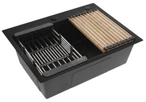Lavello in acciaio con set di accessori 3 pz. REA Liam Black