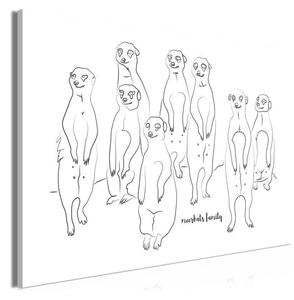 Quadro - Animal Patrol (1-part) - Meerkats on Black and White Background