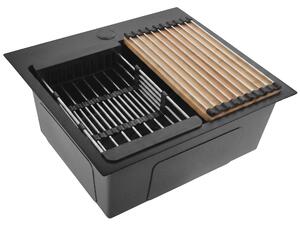 Lavello in acciaio con set di accessori 3 pz. REA Leo 50 Black