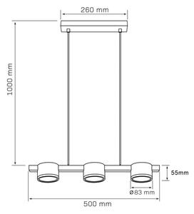 Lampadario LED a sospensione con filo MIRELLA 3xGX53/6W/230V oro/nero