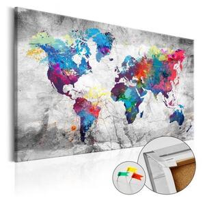 Quadro di sughero - World Map: Grey Style