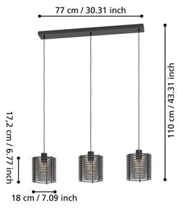 Eglo 900738 - Lampadario a sospensione con filo SEGOVIA 3xE27/40W/230V