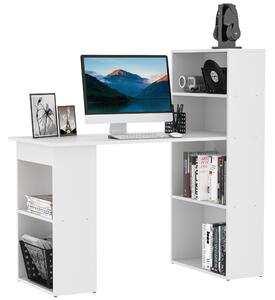 HOMCOM Scrivania Computer con Libreria Porta PC Salvaspazio, Tavolo da Pranzo per Ufficio e Studio, 120x55x120 cm, Bianco|Aosom