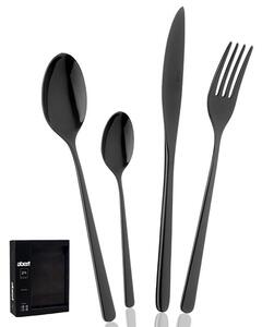 Abert Stilo Black Set Posate 24 Pezzi in Acciaio Inox Colore Nero Scatola Regalo