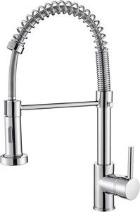 Rubinetto da cucina - Bocca orientabile - Doccetta - Orientabile - Rotazione a 360 gradi - Rubinetto da cucina - 2 getti d'acqua - Tubo flessibile - Leva alta - Cromo