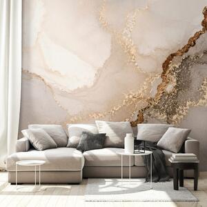 Carta da parati – Marmo beige di lusso con oro