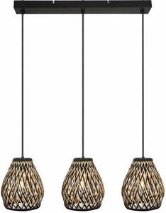 Lampada a sospensione Carmina nera 3xE27x40W in metallo, dimensioni: 120x75x20 cm, IP20, Reality