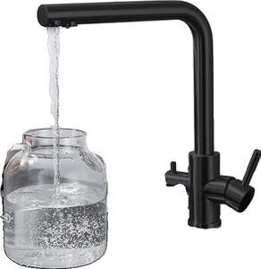 Rubinetto da cucina, acciaio inox, doppia maniglia, design contemporaneo, ssd001LB nero, G1/2