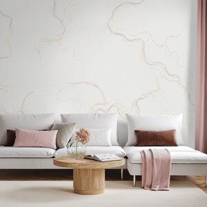 Carta da parati – Linee ondulate beige minimaliste