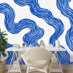 Carta da parati – Linee ondulate blu moderne
