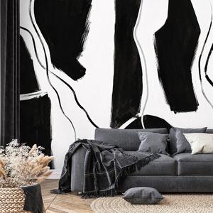 Carta da parati – Pennellate minimaliste in bianco e nero
