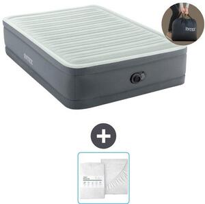 Letto gonfiabile - Letto singolo - 137 x 191 x 46 cm - Grigio - Con pompa e biancheria da letto