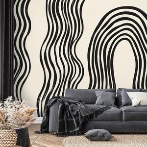 Carta da parati – Linee ondulate moderne in bianco e nero