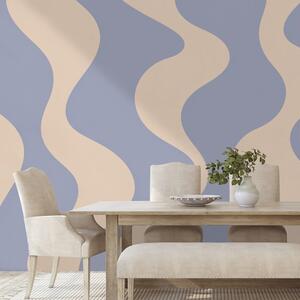 Carta da parati – Onde beige minimaliste su sfondo blu