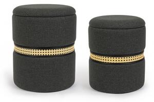 Set 2 Pouf Contenitore in Poliestere Karina Carbon