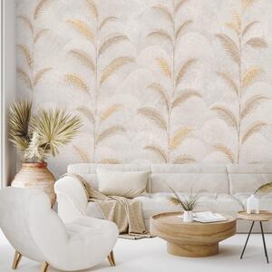 Carta da parati – Foglie di palma beige in stile glamour