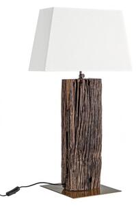 Lampada da Tavolo 45x30x85 cm E27 in Legno e Acciaio Pralume in Cotone Bianco