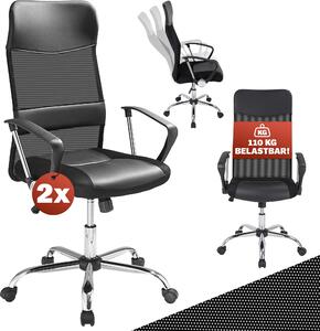Casaria Set 2x Sedia da Ufficio Girevole Ergonomica Schienale Alto Regolazione Altezza Seduta 46-60 cm Funzione Basculante Supporto Lombare e Poggiatesta Sedie da Scrivania