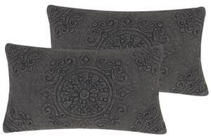 Set di 2 cuscini decorativi stile boho 30 x 50 cm in tessuto grigio scuro per interni Beliani
