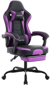 Sedia da gaming - Sedia ergonomica per computer con poggiapiedi - Regolabile in altezza - Girevole - Cuscino lombare e poggiatesta - Ecopelle - Nero/Lilla