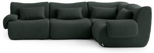 MILYSOFA SOFATIME Divano ad angolo modulare a 4 posti, tessuto a riccioli pregiato, verde bosco