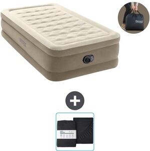 Materasso gonfiabile singolo 99 x 191 x 46 cm, beige, con pompa e biancheria da letto