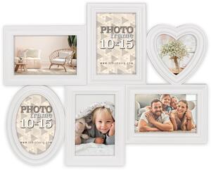 Cornice ZEP per galleria, colore bianco, per 6 fotografie: 10x15 cm e 10x10 cm (dimensioni totali: 45,5x37 cm)