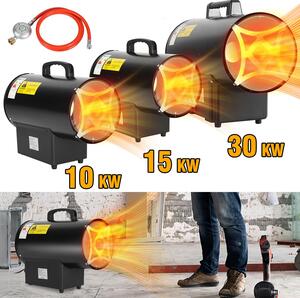 Ventilatore per riscaldatore a gas Jayseuw con tubo di collegamento e riduttore di pressione (capacità di riscaldamento fino a 15 kW, per bombole di gas standard)