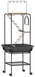PawHut Parco Giochi per Uccelli con Ruote, Scale, Altalena, Protezione per Semi, Vassoio, Ciotole e Posatoi, 63x63x163 cm | Aosom Italy