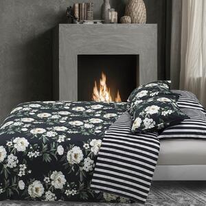 Completo Copripiumino MATRIMONIALE - 255X255 175X205 2 FEDERE 50X80 Nocturnal NERO Raso Di Cotone Caleffi