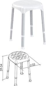 K design Sgabello Bagno Regolabile in PP e Alluminio Portata massima 180 Kg 33x39-54h cm colore Bianco - EH STRA PP BX