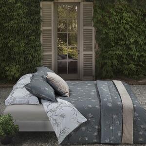 Completo Copripiumino MATRIMONIALE - 255X255 175X205 2 FEDERE 50X80 Jap Ramage GRIGIO Raso Di Cotone Caleffi