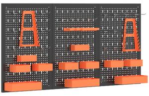 HOMCOM Organizzatore da Parete per Utensili 33 Pezzi, 120x60 cm, con Ganci, Contenitori e Ripiani, Nero e Arancione | Aosom Italy