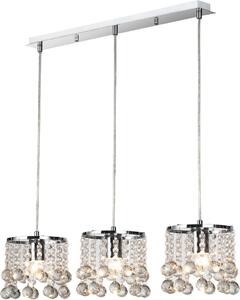 Lampada a sospensione London Crystal cromata 3xE14x40W cristallo, dimensioni: 82x71x15 cm, IP20 Reality
