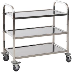 HOMCOM Carrello da Cucina 3 Ripiani e 4 Ruote con Freni Cuscinetti Anti-Collisione in Acciaio Inossidabile 430 Argento 85x45x90cm|Aosom