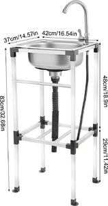 Lavello Utility, design indipendente, rubinetto girevole a 360°, 42 x 37 cm
