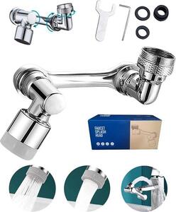 Uniqoos® Aeratore rotante a 1080° – Regolatore di flusso universale per rubinetti e miscelatori da cucina, realizzato in ottone massiccio, con corpo in ABS, 2 modalità (schiuma/getto), filtro a 4 strati