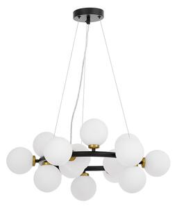 Lampadario circolare bicolore nero e ottone a sfera MARSIADA W15