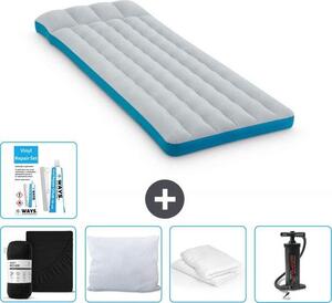 Materassino da campeggio Intex - letto francese - 72 x 189 x 20 cm - blu - lenzuolo incluso - bacio - pompa - set di riparazione en pillow protector